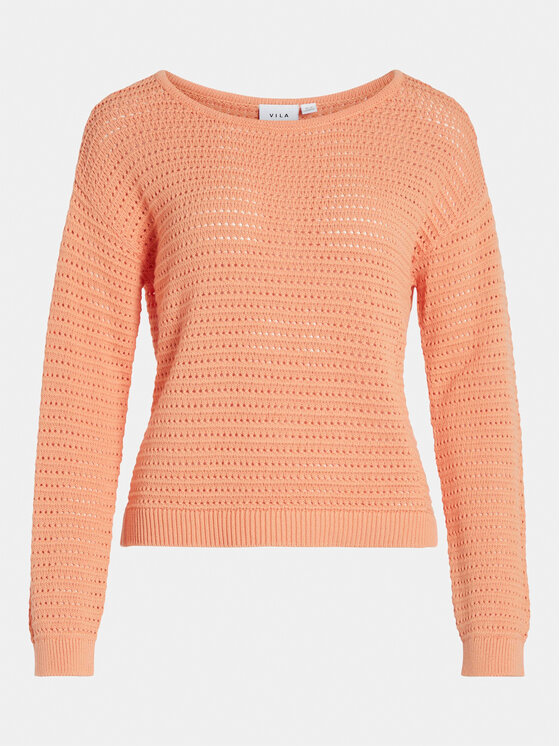 Vila Vila Pulover Bellisina 14089578 Oranžna Regular Fit