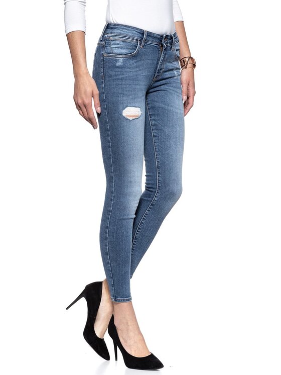 Wrangler Wrangler Jeansy SKINNY CROP Niebieski Skinny Fit