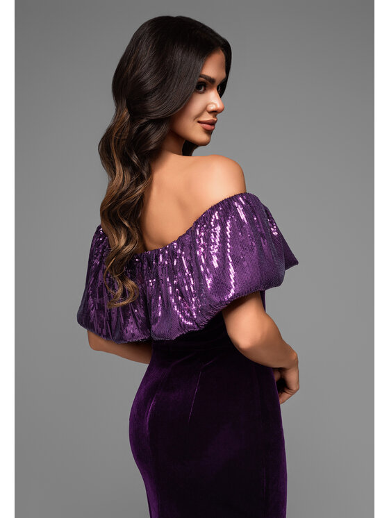 Ombre Ombre Sukienka wieczorowa LA-OM-DLR044 Fioletowy Regular Fit