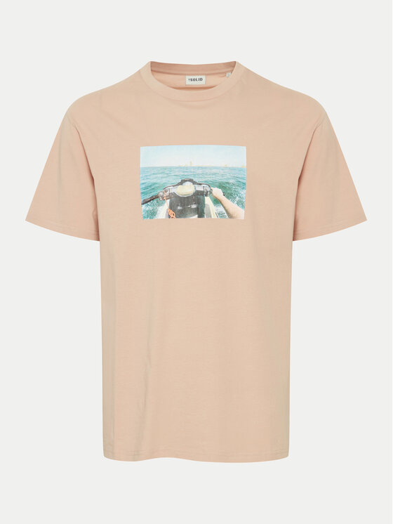 Solid Solid T-Shirt 21108237 Μπεζ Regular Fit