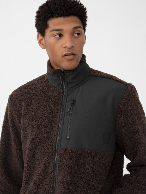 4F 4F Felpa di pile 4FAW23TFLEM116 Marrone Regular Fit