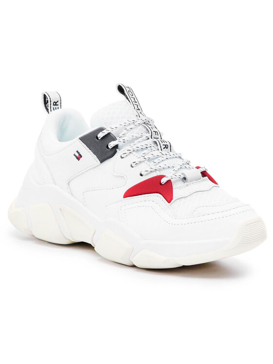 Tommy Hilfiger Tommy Hilfiger Сникърси Chunky Mixed Textile Trainer FW0FW04065 Бял