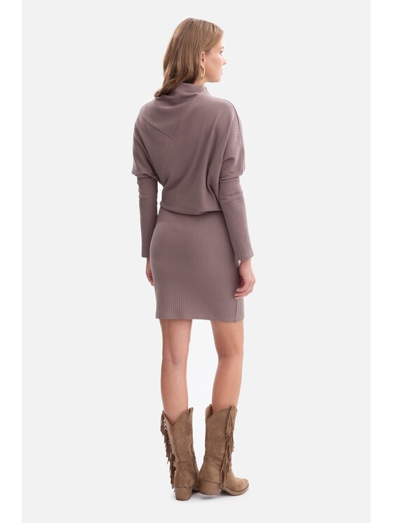 BeWear BeWear Sukienka dzianinowa b309 Brązowy Baggy Fit
