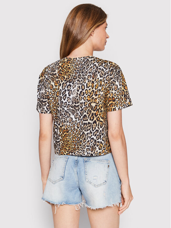 Guess Guess T-Shirt E2GI01 JA900 Brązowy Cropped Fit