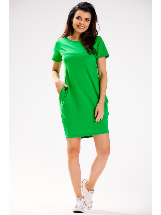 Infinite You Infinite You Sukienka letnia M291 Zielony Basic Fit