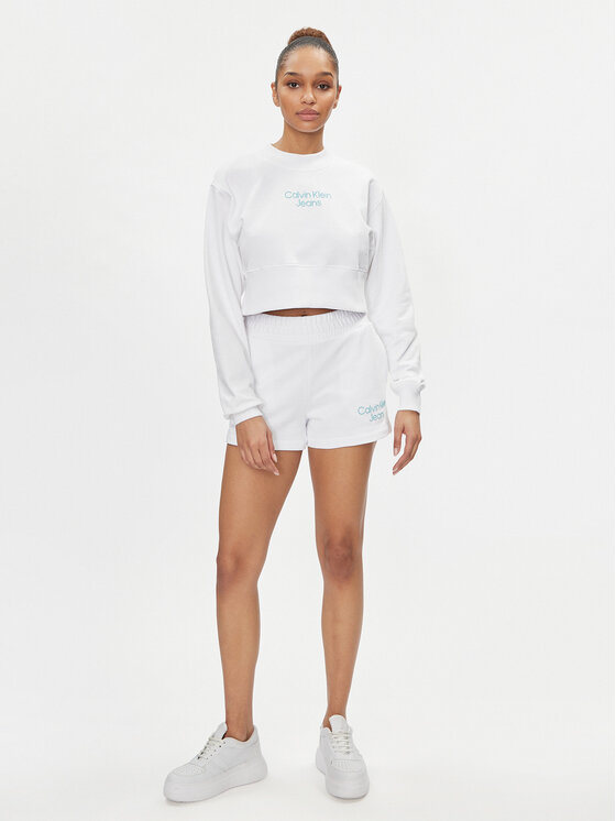 Calvin Klein Jeans Calvin Klein Jeans Felpa Stacked Institutional J20J221466 Bianco Regular Fit
