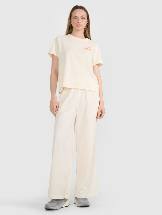 4F 4F T-Shirt FOB SUMMER Kremowy Oversize