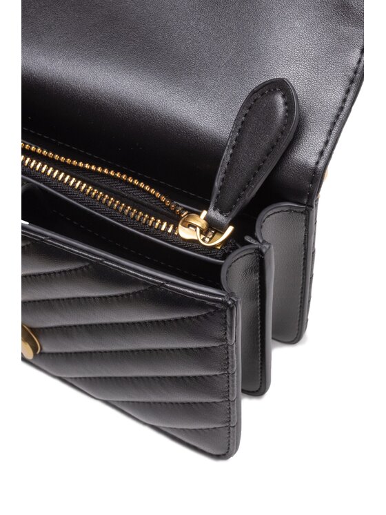 PINKO PINKO Torebka Black Leather Love One Mini Shoulder Czarny