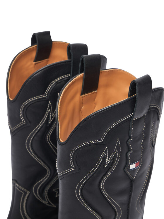 Tommy Jeans Tommy Jeans Kaubojiški batai Archive Cowboy Boot Leather EN0EN03046 Juoda