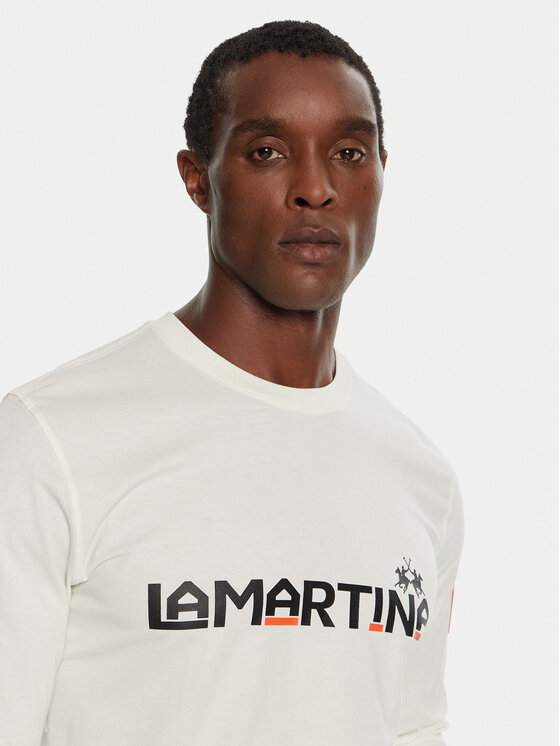 La Martina La Martina Majica z dolgimi rokavi ZMR008 JS206 Bela Regular Fit