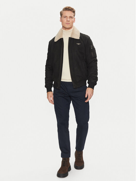 Aeronautica Militare Aeronautica Militare Μπουφάν από απομίμηση δέρματος 242PN948PL248 Μαύρο Regular Fit
