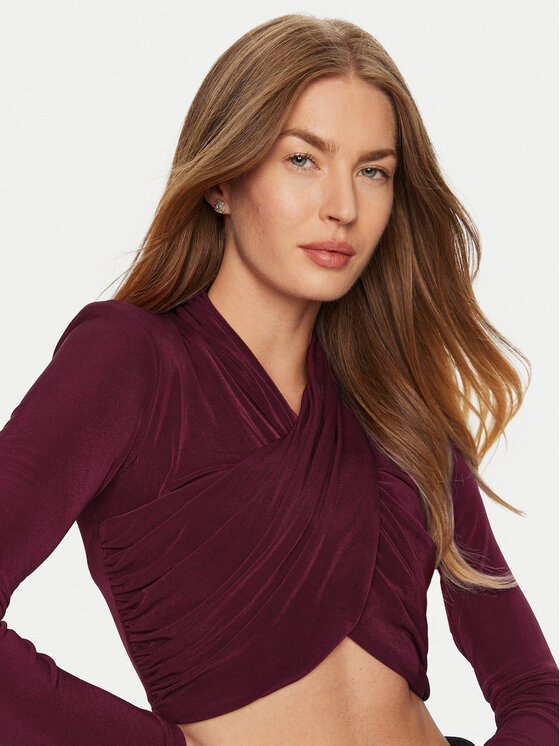 Bardot Bardot Bluzka 58746TB Bordowy Slim Fit