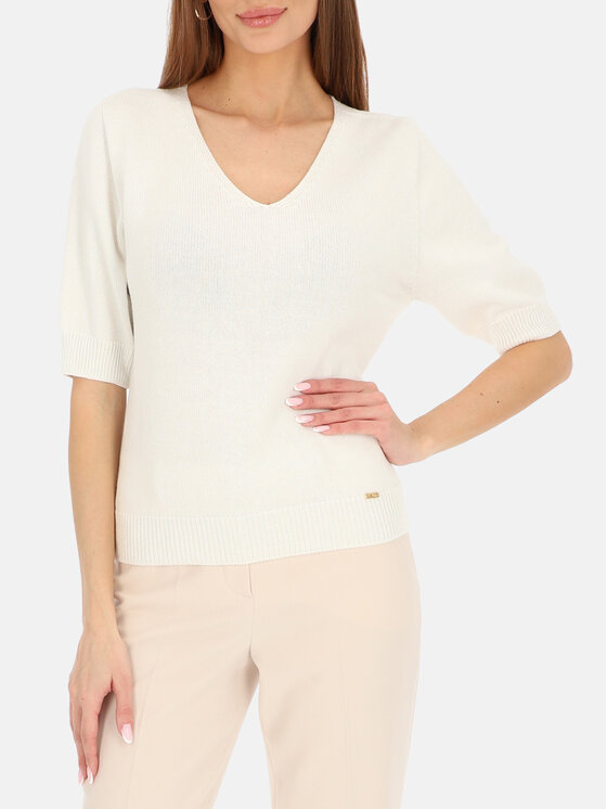 L’AF L’AF Sweter Fredo Biały Regular Fit