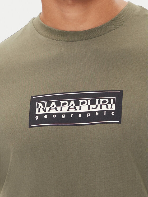 Napapijri Napapijri Hosszú ujjú S-Box Logo NP0A4I3M Khaki Regular Fit
