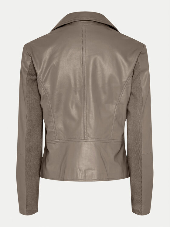 YAS YAS Μπουφάν δερμάτινο Sophie 26018510 Γκρι Regular Fit