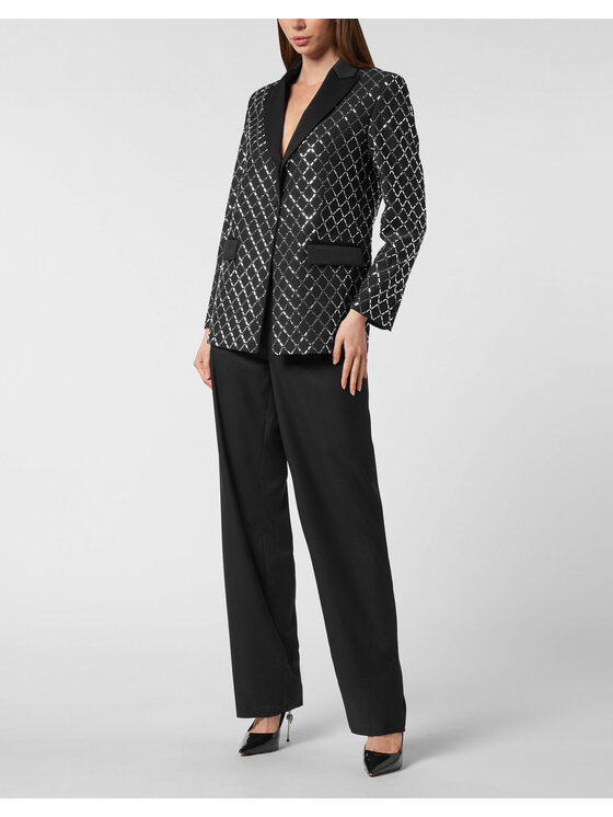 PHILIPP PLEIN PHILIPP PLEIN Marynarka 26405 Czarny Loose Fit