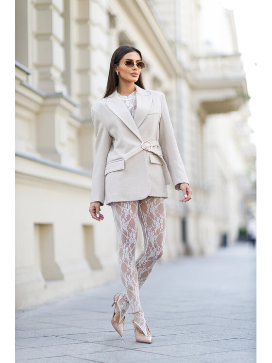 LilaLou LilaLou Legginsy Sophia Biały Slim Fit