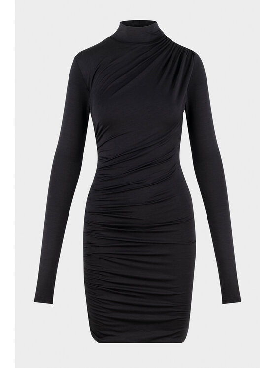 BENU BENU Sukienka dzianinowa Z GOLFEM Czarny Slim Fit