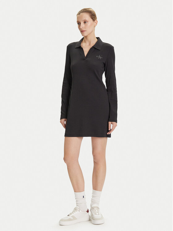 Calvin Klein Jeans Calvin Klein Jeans Rochie de zi Monologo LV047D214G Negru Slim Fit
