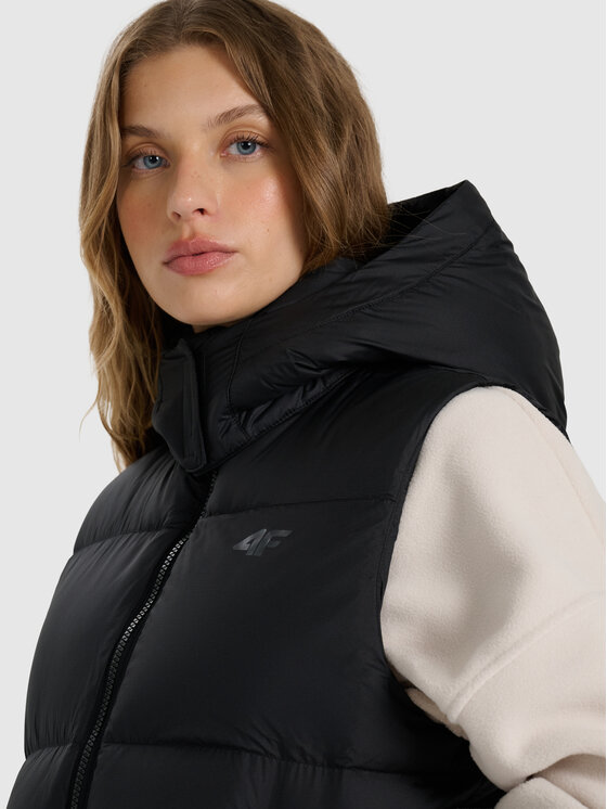 4F 4F Kamizelka NATURAL (DOWN) WARMTH Czarny Oversize