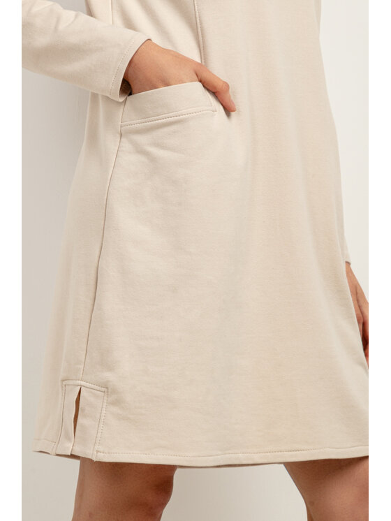 Tessita Tessita Sukienka dzianinowa T412/3/XL-XXL Beżowy Relaxed Fit