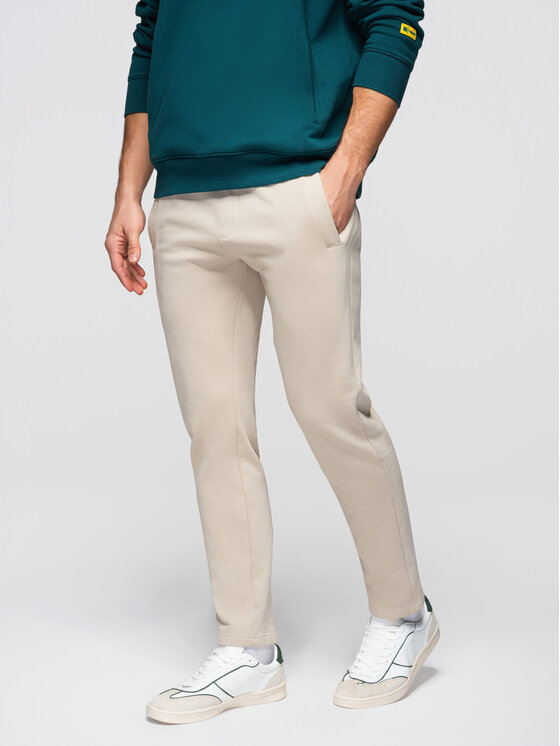 Ombre Ombre Spodnie dresowe OM-PABS-0304 Szary jasny Slim Fit
