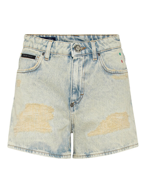 PHILIPP PLEIN PHILIPP PLEIN Szorty jeansowe 25423 Niebieski Skinny Fit