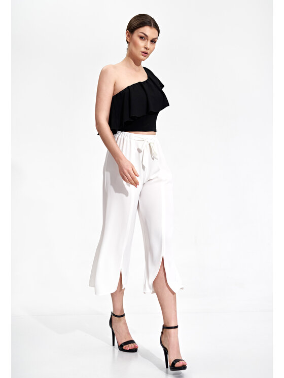 FIGL FIGL Spodnie damskie M860 Écru Regular Fit