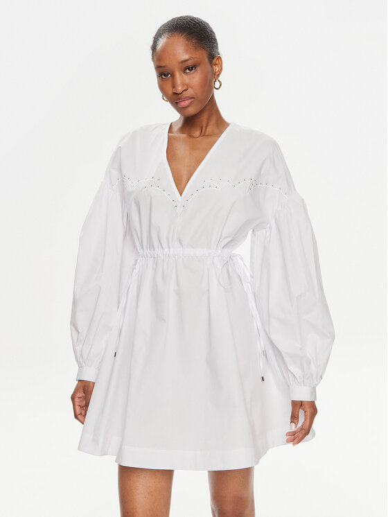 Pinko Každodenné šaty Ace Ventura Abito 103723 A1XO Biela Regular Fit