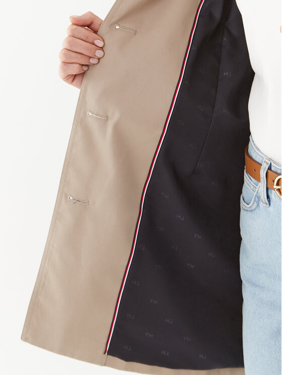 Tommy Hilfiger Tommy Hilfiger Trencz Heritage Single WW0WW24966 Beżowy Regular Fit