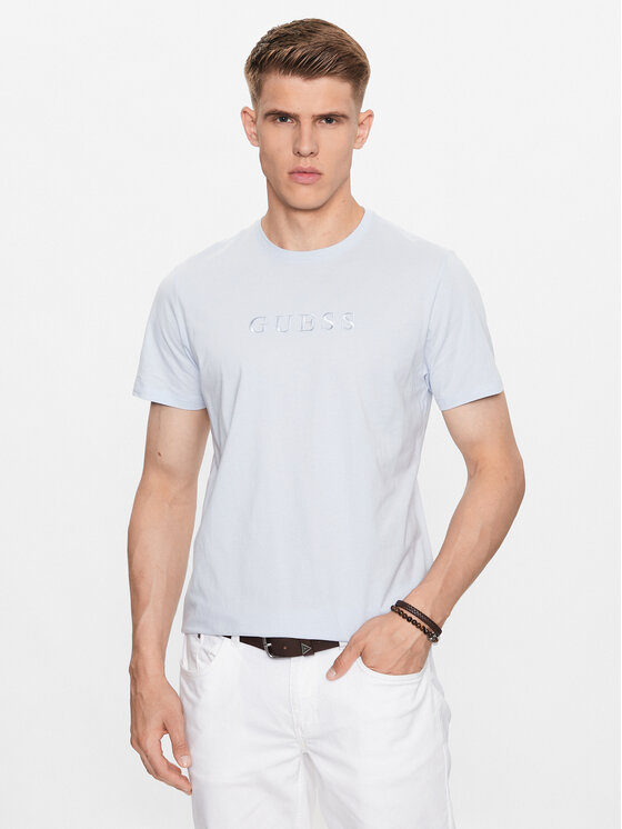 Guess Guess T-Shirt M2BP47 K7HD0 Světle modrá Slim Fit