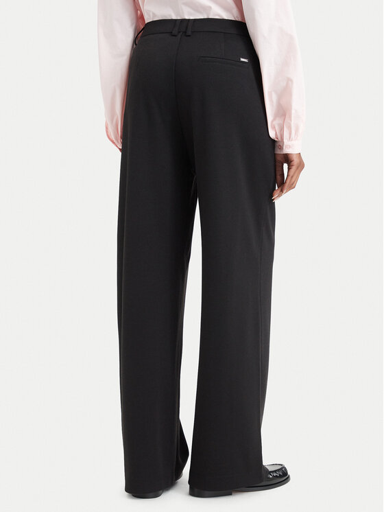 Simple Simple Bavlnené nohavice 62SPDD101 Čierna Regular Fit