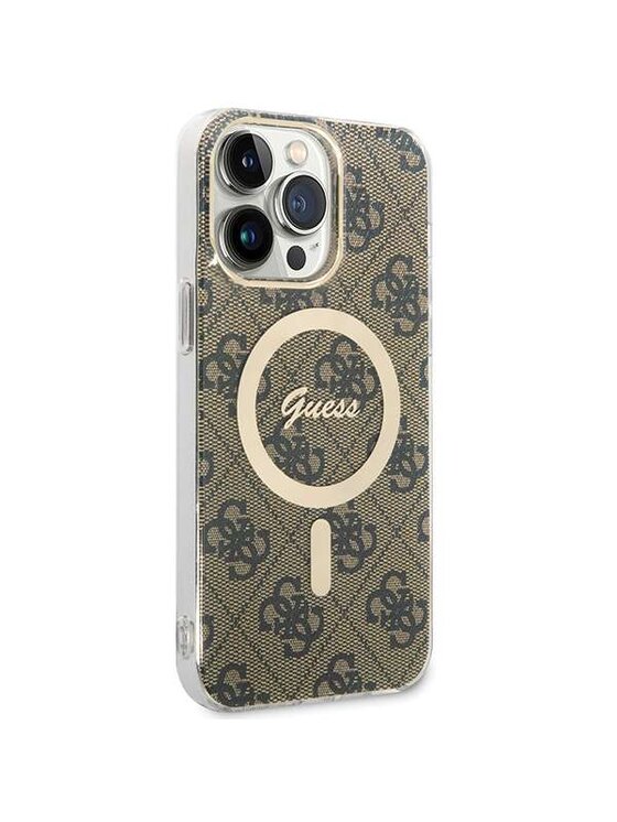 Guess Guess Etui na telefon IML 4G MagSafe Brązowy
