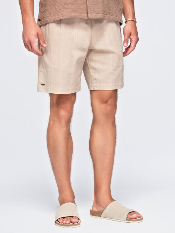 Ombre Ombre Szorty materiałowe OM-SRCS-0209 Brązowy Regular Fit