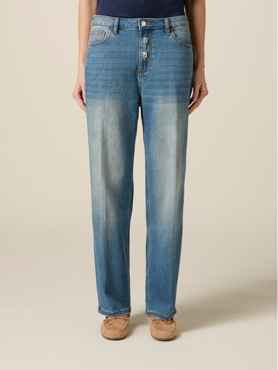 Oltre Oltre Jeansy P461R008888N024 Turkusowy Regular Fit