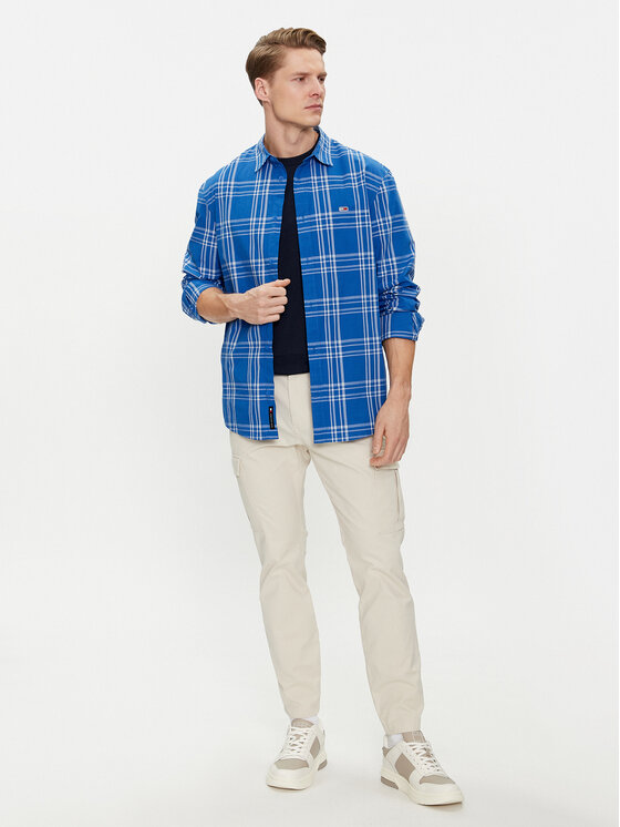 Tommy Jeans Tommy Jeans Marškiniai Poplin DM0DM18968 Mėlyna Regular Fit