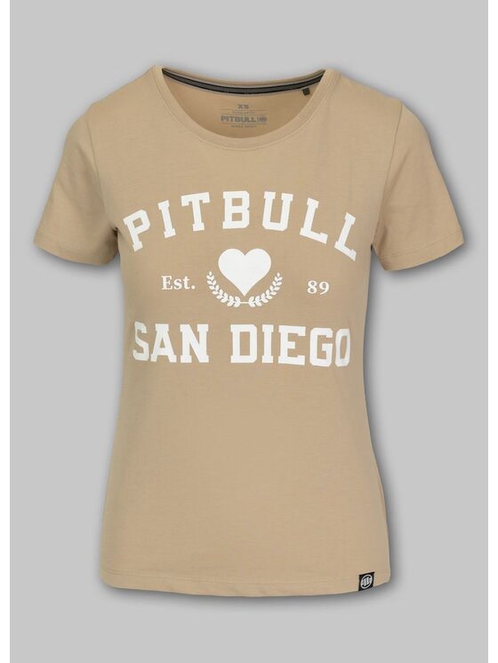 PITBULL PITBULL T-Shirt Koszulka damska LOVE PB S Beżowy Regular Fit