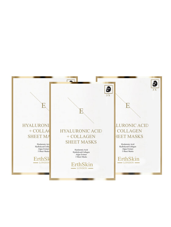 Erthskin London Erthskin London Maska z kwasem hialuronowym i kolagenem - 3 arkusze x 3 Maska do twarzy