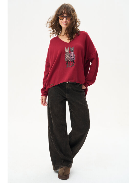 blue shadow blue shadow Sweter Kety Czerwony Regular Fit