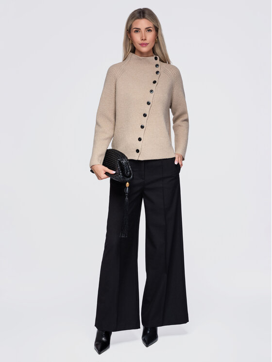 Ombre Ombre Sweter OW-SW-E0014 Beżowy Regular Fit