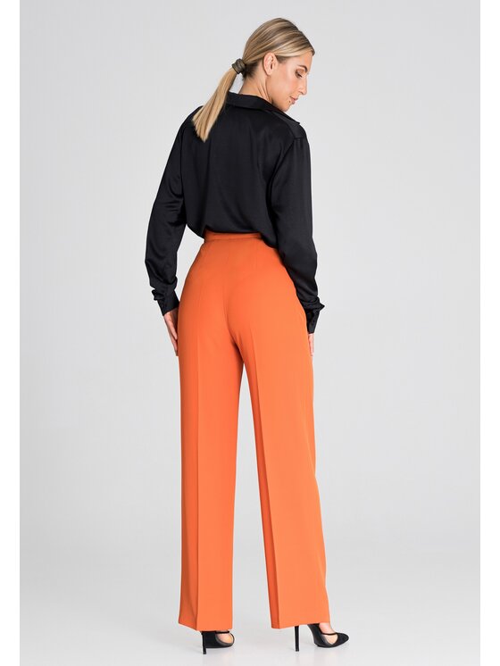 FIGL FIGLFIGL Pantaloni da donna M949 Arancione Regular Fit