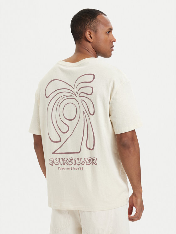 Quiksilver Quiksilver Marškinėliai Curve Palm EQYZT08303 Kreminė Regular Fit