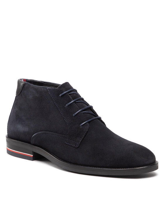 Tommy Hilfiger Tommy Hilfiger Schnürschuhe Signature Hilfiger Suede Boot FM0FM04174 Dunkelblau