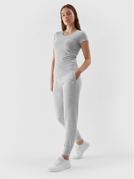 4F 4F T-krekls 4FAW23TTSHF0907 Pelēks Slim Fit