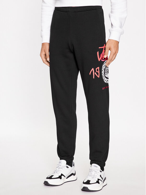 Just Cavalli Pantaloni trening 75OAAI01 Negru Regular Fit