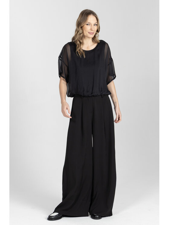 Deni Cler Milano Deni Cler Milano Spodnie materiałowe T-DC-5227-F2-40-90-1 Czarny Loose Leg