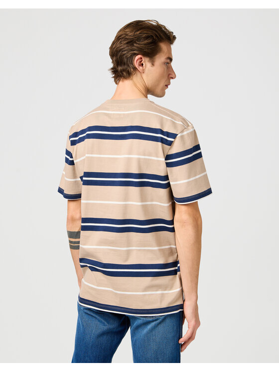 Wrangler Wrangler T-Shirt STRIPE TEE 112362785 Beżowy Regular Fit