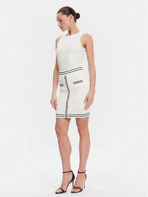 Fracomina Fracomina Puzdrová sukňa FR25SG4003K52401 Écru Slim Fit