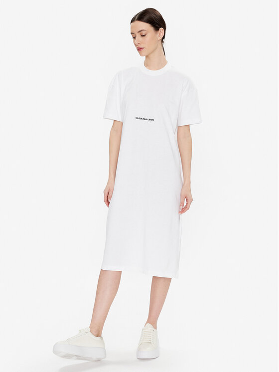 Calvin Klein Jeans Rochie de zi J20J220742 Alb Relaxed Fit
