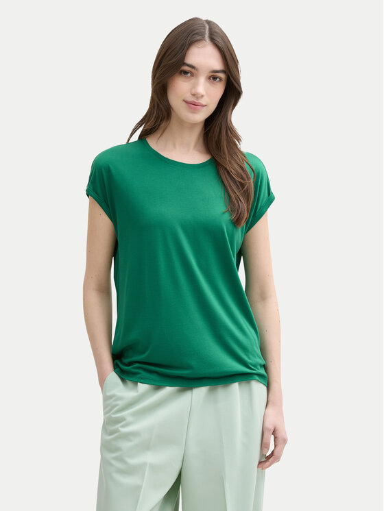 Damski T-Shirt Tom Tailor Denim, Rozmiar M, Zielony, 1030942